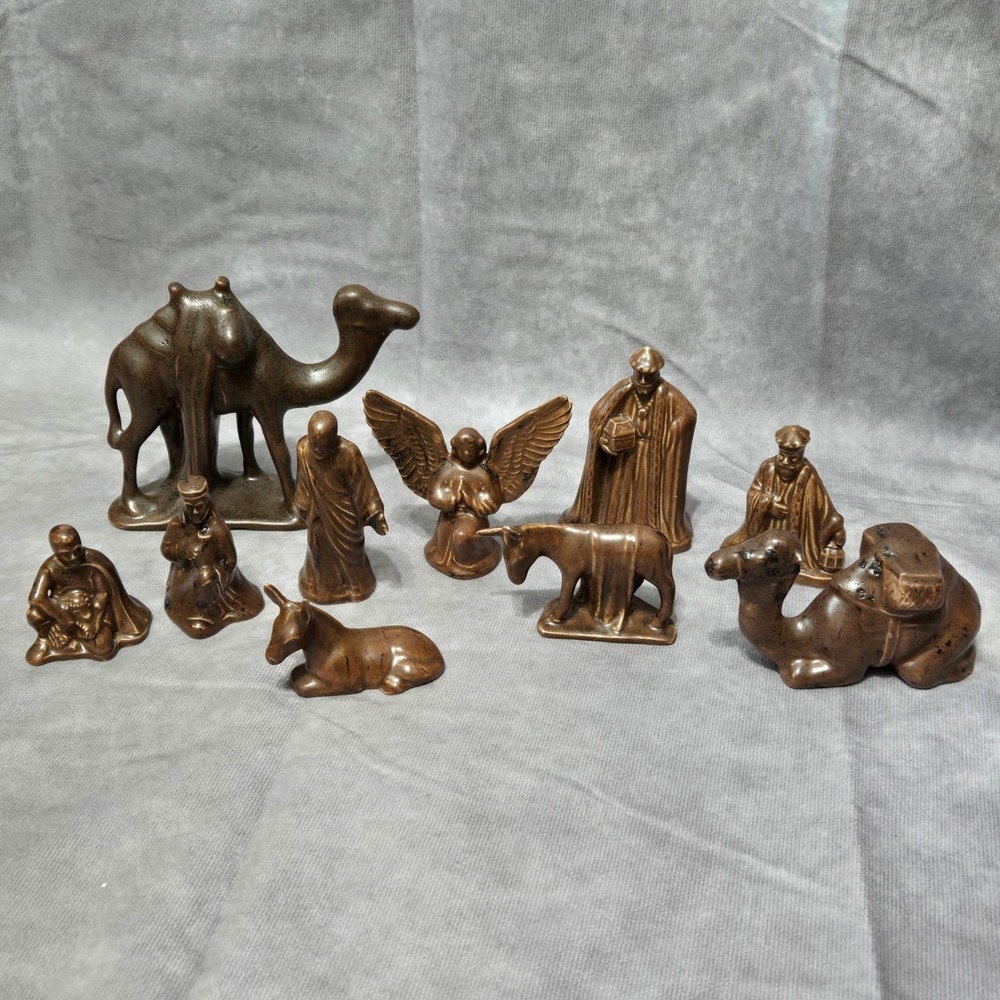 Vintage Nativity Set Pieces Lot of 10 Camel Donkey Angel Wisemen